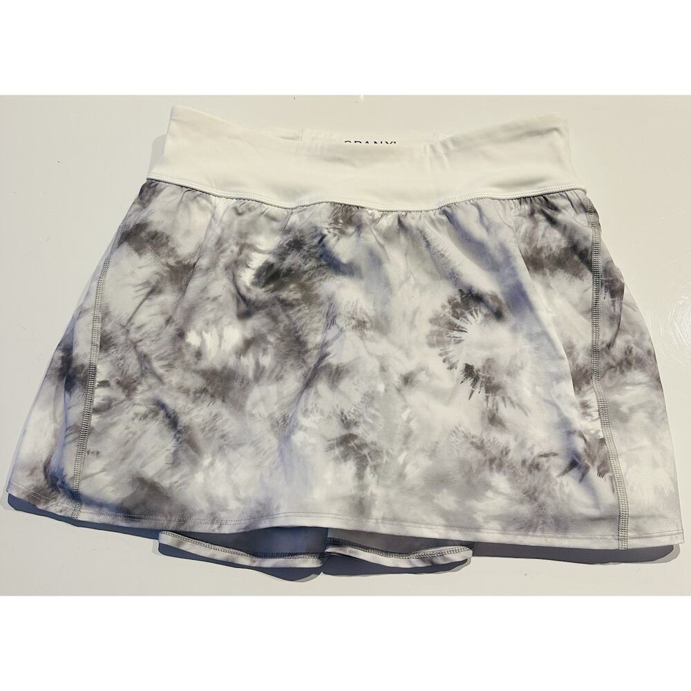 SPANX Get Moving Pleated Skort White Camo Active Tennis Golf Skirt Womens Large
